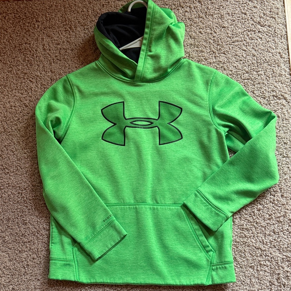 Under Armour Bright Green Pullover Hoodie with Black Logo